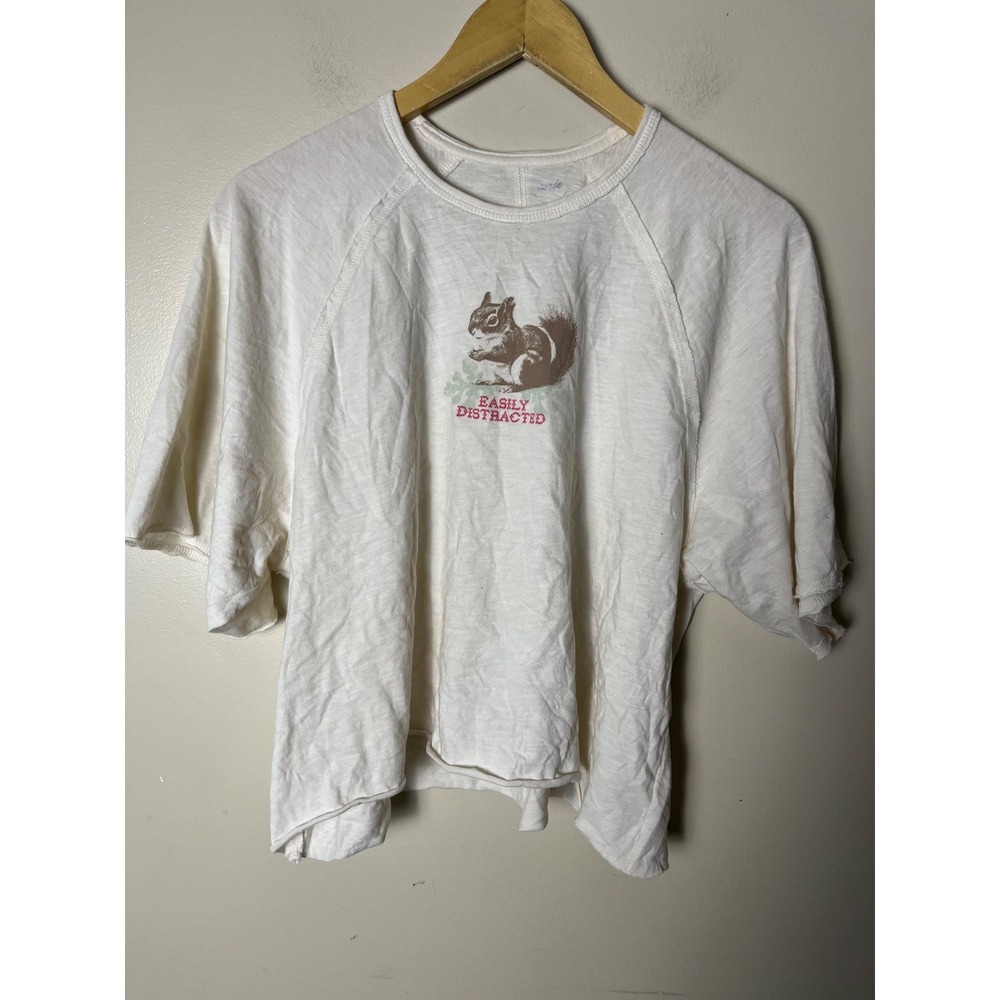 Aerie Women's Graphic T-Shirt XS Easily Distracted White Casual Lightweight